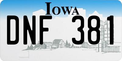IA license plate DNF381