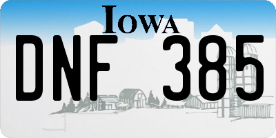 IA license plate DNF385
