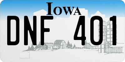 IA license plate DNF401