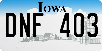 IA license plate DNF403
