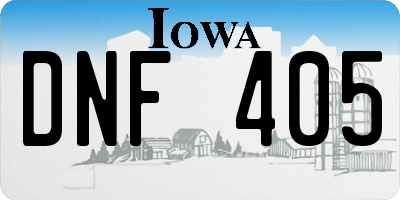 IA license plate DNF405