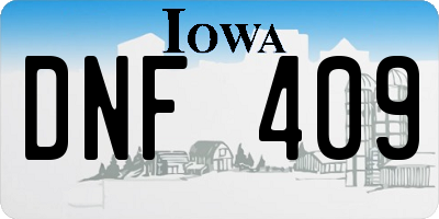 IA license plate DNF409