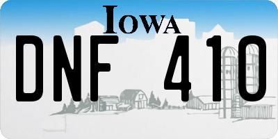IA license plate DNF410