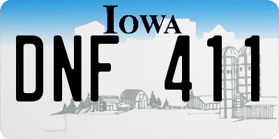 IA license plate DNF411