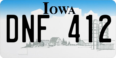 IA license plate DNF412