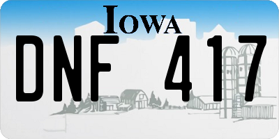 IA license plate DNF417