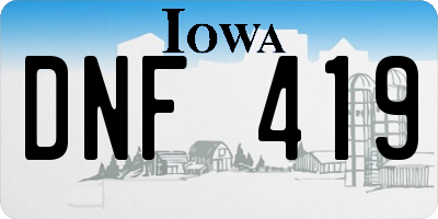 IA license plate DNF419
