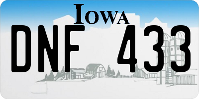 IA license plate DNF433
