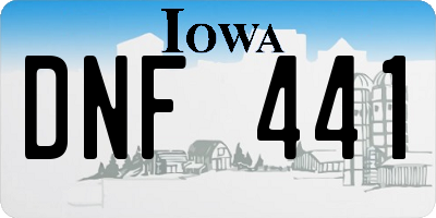 IA license plate DNF441