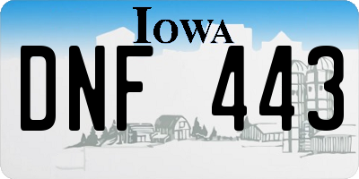 IA license plate DNF443
