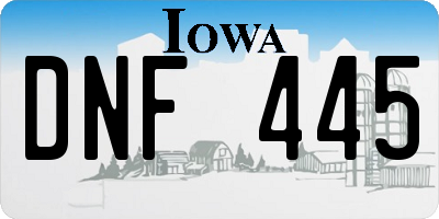 IA license plate DNF445