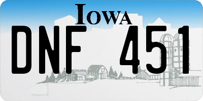 IA license plate DNF451