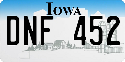 IA license plate DNF452