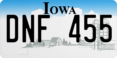 IA license plate DNF455