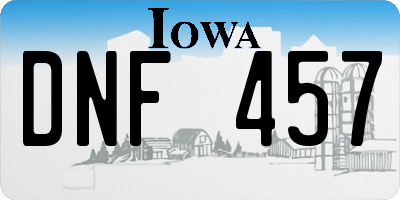 IA license plate DNF457