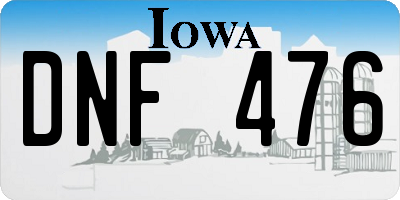 IA license plate DNF476