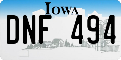 IA license plate DNF494