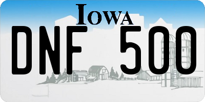 IA license plate DNF500