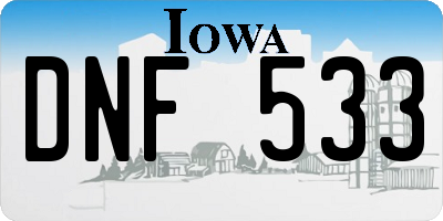 IA license plate DNF533