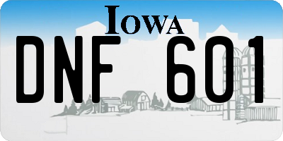 IA license plate DNF601