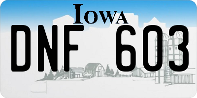 IA license plate DNF603