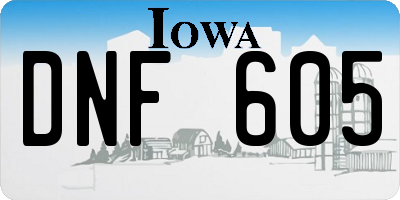 IA license plate DNF605