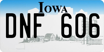 IA license plate DNF606