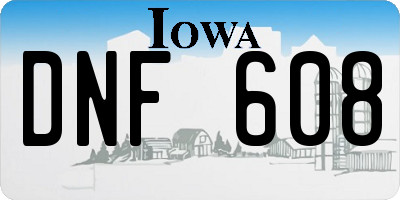 IA license plate DNF608