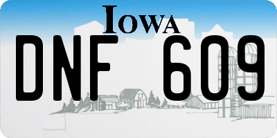 IA license plate DNF609
