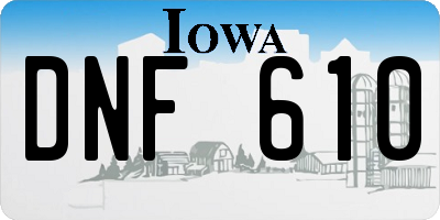 IA license plate DNF610