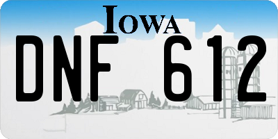 IA license plate DNF612
