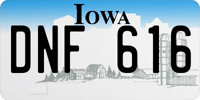 IA license plate DNF616