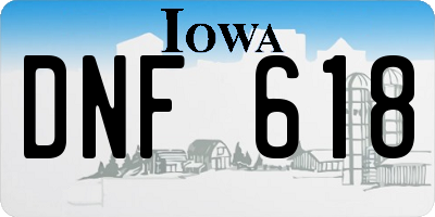 IA license plate DNF618