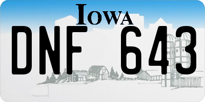 IA license plate DNF643