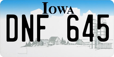 IA license plate DNF645