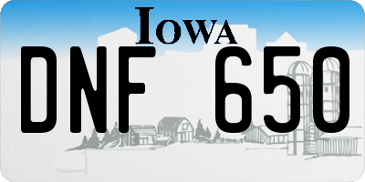 IA license plate DNF650