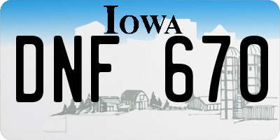 IA license plate DNF670
