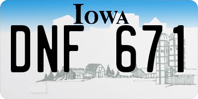 IA license plate DNF671