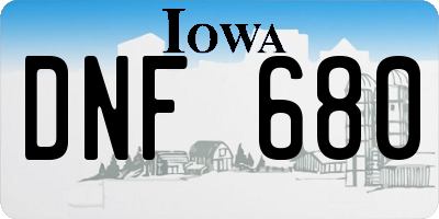IA license plate DNF680