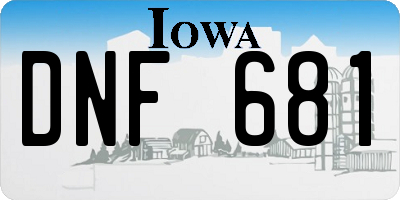 IA license plate DNF681