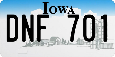 IA license plate DNF701
