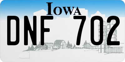 IA license plate DNF702