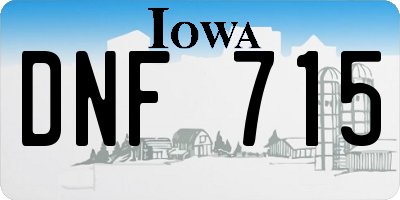 IA license plate DNF715