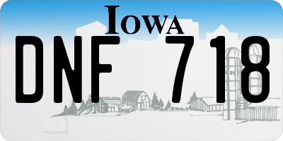IA license plate DNF718