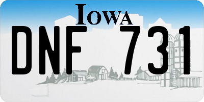 IA license plate DNF731