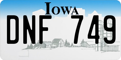 IA license plate DNF749