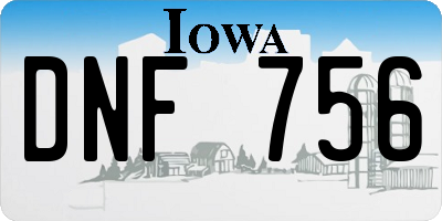IA license plate DNF756