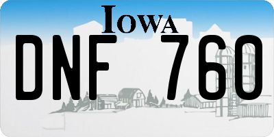 IA license plate DNF760