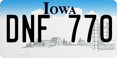 IA license plate DNF770