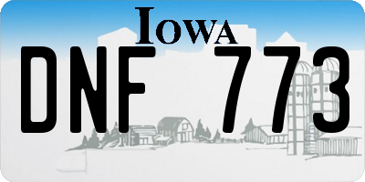 IA license plate DNF773
